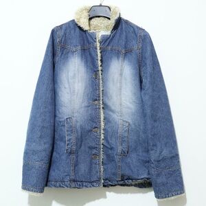 Vintage Y2K Abercrombie & Fitch Sherpa Lined Denim Button Down Jacket Medium M
